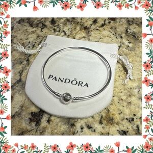 Pandora Silver Signature Clasp Bangle Bracelet